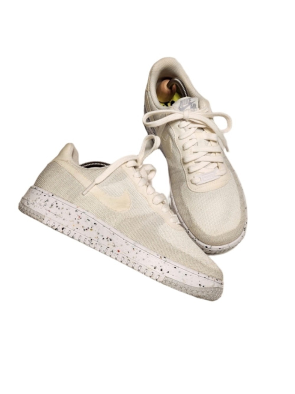 Nike Air Force 1 Crater Flyknit Sneakers White Beige Size 7